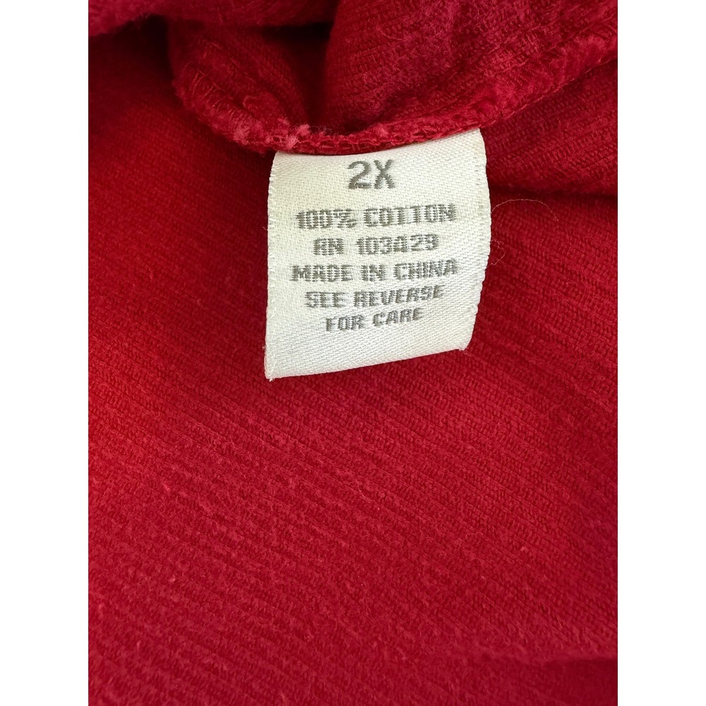 Dressbarn Woman Red Corduroy Hooded Button Front Shirt Jacket Plus Size 2X - Picture 5 of 10